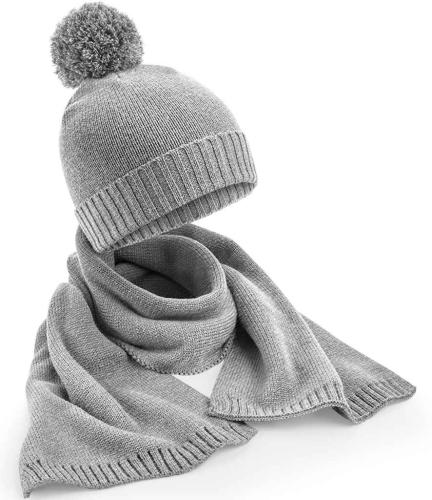 Beechfield Knitted Scarf and Beanie Gift Set - LGFL - ONE